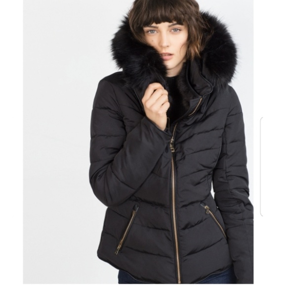 NEW ZARA PUFFER QUILTED ANORAK JACKET W/ FUR HOOD - Picture 4 of 8